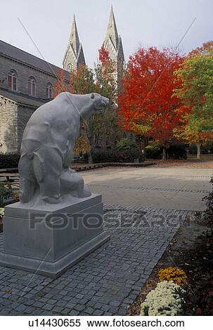 Brunswick, ME, Maine, Chapel from bear statue at Hyde Plaza on the campus of Bowdoin College in the fall in the town of Brunswick. View Large Photo Image Stock Photography - Brunswick, ME, Maine, Chapel from bear statue at Hyde Plaza on the campus of Bowdoin College in the fall in the town of Brunswick.. Fotosearch