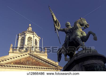 Brussels, Bruxelles, Belgium, Europe, Equestrian statue of Godfrey de Bouillon at Place Royale in downtown Brussels. View Large Photo Image Stock Photograph - Brussels, Bruxelles, Belgium, Europe, Equestrian statue of Godfrey de Bouillon at Place Royale in downtown Brussels.. Fotosearch