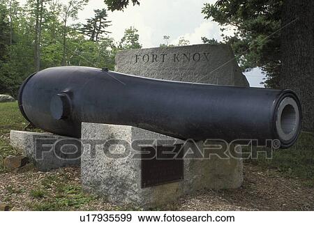 Stock Photo -  Bucksport, cannon, ME, Maine, Cannon displayed at Fort Knox, Maine's largest granite fortification, in Bucksport.. Fotosearch