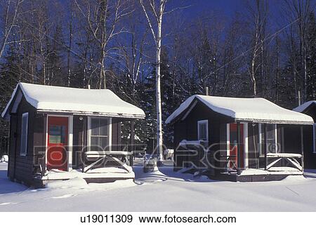 cabin, cottages, NH, New Hampshire, Snow covered cottages in the winter in Twin Mountain. View Large Photo Image Stock Photo - cabin, cottages, NH, New Hampshire, Snow covered cottages in the winter in Twin Mountain.. Fotosearch