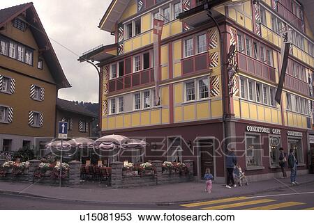 cafT, Switzerland, Appenzell, Europe, Outdoor cafT in downtown Appenzell. View Large Photo Image Stock Image - cafT, Switzerland, Appenzell, Europe, Outdoor cafT in downtown Appenzell.. Fotosearch