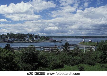 Stock Photo -  Campobello Island, New Brunswick, Canada, Bay of Fundy, View of Lubec, Maine across the Bay of Fundy.. Fotosearch