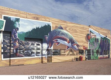 Canada, Ontario, Mural painting of a large fish on the side of a building in Ontario View Large Photo Image Stock Photo - Canada, Ontario, Mural painting of a large fish on the side of a building in Ontario . Fotosearch