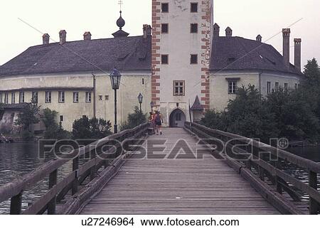Picture -  castle, Austria, Traunsee, Salzkammergut, Ort Castle along Traunsee in the town of Gmunden.. Fotosearch