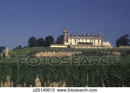 Stock Image -  castle, France, Alsace, Haut-Rhin, Europe, wine region, Isenbourg Castle, in the wine region of Alsace.. Fotosearch