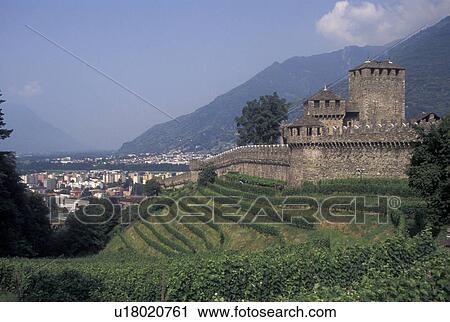 castle, Switzerland, Ticino, Bellinzona, Castello di Montebello a medieval castle surrounded by vineyards in the village of Bellinzona. View Large Photo Image Stock Image - castle, Switzerland, Ticino, Bellinzona, Castello di Montebello a medieval castle surrounded by vineyards in the village of Bellinzona.. Fotosearch