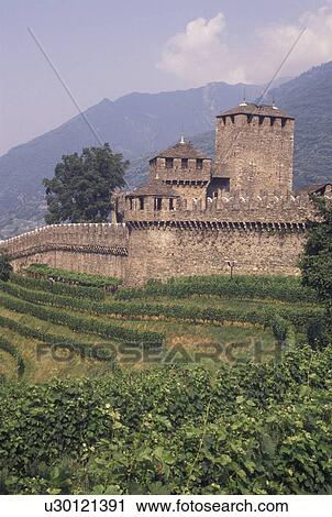castle, Switzerland, Ticino, Bellinzona, Castello di Montebello a medieval castle surrounded by vineyards in the village of Bellinzona. View Large Photo Image Stock Image - castle, Switzerland, Ticino, Bellinzona, Castello di Montebello a medieval castle surrounded by vineyards in the village of Bellinzona.. Fotosearch
