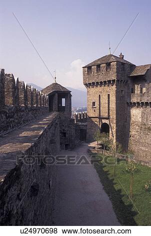 castle, Switzerland, Ticino, Bellinzona, Castello di Montebello a medieval castle in the village of Bellinzona. View Large Photo Image Stock Photo - castle, Switzerland, Ticino, Bellinzona, Castello di Montebello a medieval castle in the village of Bellinzona.. Fotosearch