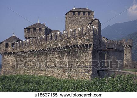 castle, Switzerland, Ticino, Bellinzona, Castello di Montebello a medieval castle in the village of Bellinzona. View Large Photo Image Stock Photography - castle, Switzerland, Ticino, Bellinzona, Castello di Montebello a medieval castle in the village of Bellinzona.. Fotosearch