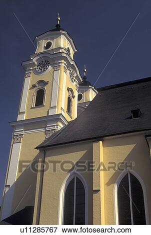 church, Austria, Mondsee, Salzkammergut, Oberosterreich, 15th century Parish Church in the summer resort town of Mondsee. View Large Photo Image Stock Photo - church, Austria, Mondsee, Salzkammergut, Oberosterreich, 15th century Parish Church in the summer resort town of Mondsee.. Fotosearch