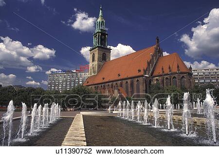 church, Berlin, Germany, Europe, Fountain at Marienkirche at the Alexanderplatz View Large Photo Image Stock Image - church, Berlin, Germany, Europe, Fountain at Marienkirche at the Alexanderplatz. Fotosearch