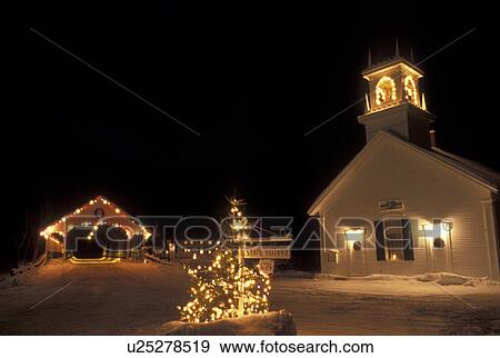 church, covered bridge, NH, New Hampshire, Stark, Christmas lights decorate the Stark Union Church and covered bridge in the evening in winter. View Large Photo Image Stock Photo - church, covered bridge, NH, New Hampshire, Stark, Christmas lights decorate the Stark Union Church and covered bridge in the evening in winter.. Fotosearch