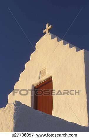 Stock Photo -  church, Mykonos, Greek Islands, Cyclades, Greece, Europe, Church on Mykonos.. Fotosearch
