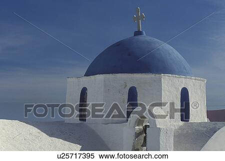 church, Paros, Greece, Greek Islands, Naoussa, Cyclades, Europe, Whitewashed church with blue dome in the town of Naoussa on Paros Island. View Large Photo Image Stock Photography -  church, Paros, Greece, Greek Islands, Naoussa, Cyclades, Europe, Whitewashed church with blue dome in the town of Naoussa on Paros Island.. Fotosearch