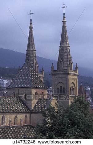 church, Switzerland, Neuchatel, Scenic view of the Romanesque-Gothic church, the Collegiale, in the city of Neuchatel. View Large Photo Image Stock Photograph - church, Switzerland, Neuchatel, Scenic view of the Romanesque-Gothic church, the Collegiale, in the city of Neuchatel.. Fotosearch