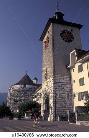 clock tower, Switzerland, Solothurn, Old medieval gate at the entrance to the city of Solothurn. View Large Photo Image Stock Photograph - clock tower, Switzerland, Solothurn, Old medieval gate at the entrance to the city of Solothurn.. Fotosearch