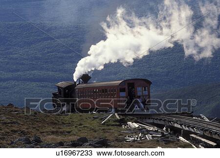 Cog Railway, Mount Washington, NH, Breton Woods, White Mountain National Forest, New Hampshire, Mt. Washington Cog Railway train carries passengers to the summit of Mount Washington in the White Mountain Nat'l Forest. View Large Photo Image Stock Image - Cog Railway, Mount Washington, NH, Breton Woods, White Mountain National Forest, New Hampshire, Mt. Washington Cog Railway train carries passengers to the summit of Mount Washington in the White Mountain Nat'l Forest.. Fotosearch