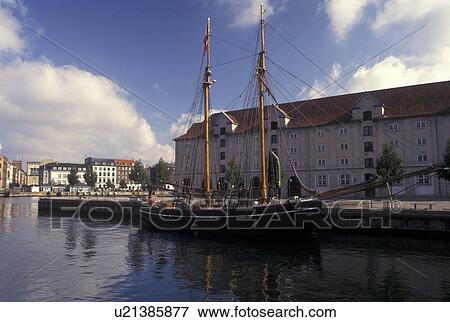 Copenhagen, Denmark, Scandinavia, Sjaelland, Europe, Tall ship along the canal in the scenic city of Copenhagen. View Large Photo Image Stock Photo - Copenhagen, Denmark, Scandinavia, Sjaelland, Europe, Tall ship along the canal in the scenic city of Copenhagen. . Fotosearch