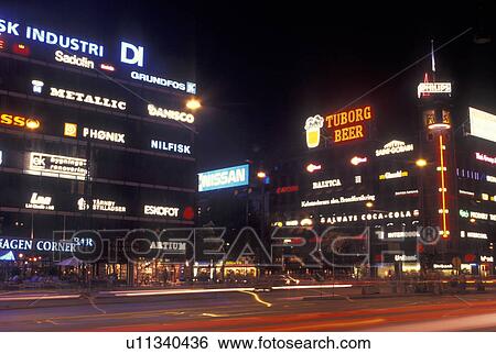 Copenhagen, Denmark, Scandinavia, Sjaelland, Europe, Neon lights illuminated at night in downtown Copenhagen. View Large Photo Image Stock Photograph - Copenhagen, Denmark, Scandinavia, Sjaelland, Europe, Neon lights illuminated at night in downtown Copenhagen.. Fotosearch