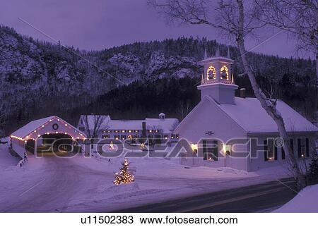 covered bridge, church, NH, New Hampshire, Stark, Christmas lights decorate the Stark Union Church and covered bridge in the evening in winter. View Large Photo Image Stock Image - covered bridge, church, NH, New Hampshire, Stark, Christmas lights decorate the Stark Union Church and covered bridge in the evening in winter.. Fotosearch