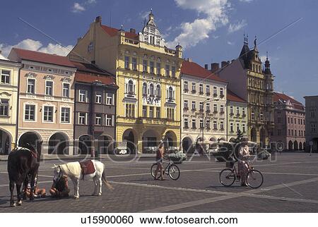 Czech Republic, Ceske Budejovice, Budweis, Southern Bohemia, Children with ponies in The Great Square in Budweis. View Large Photo Image Stock Image - Czech Republic, Ceske Budejovice, Budweis, Southern Bohemia, Children with ponies in The Great Square in Budweis.. Fotosearch