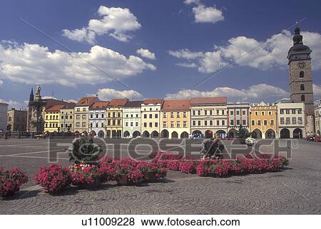 Czech Republic, Ceske Budejovice, Budweis, Southern Bohemia, The Great Square in Budweis. View Large Photo Image Stock Photo - Czech Republic, Ceske Budejovice, Budweis, Southern Bohemia, The Great Square in Budweis.. Fotosearch