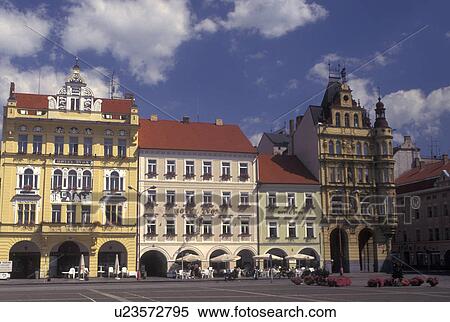 Stock Photography -  Czech Republic, Ceske Budejovice, Budweis, Southern Bohemia, The Great Square in Budweis.. Fotosearch