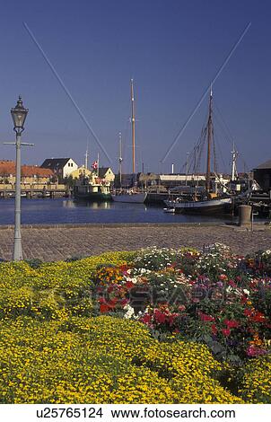 Denmark, Fyn, Nyborg, Scandinavia, Europe, Boats docked in the harbor of Nyborg along the Store Baelt Waterway on the Baltic Sea. View Large Photo Image Picture - Denmark, Fyn, Nyborg, Scandinavia, Europe, Boats docked in the harbor of Nyborg along the Store Baelt Waterway on the Baltic Sea.. Fotosearch