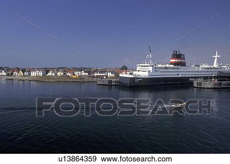 Denmark, Korsor, Scandinavia, Sjaelland, Europe, Ferry at terminal at Port of Korsor along the Store Baelt Waterway on the Baltic Sea. View Large Photo Image Stock Photo - Denmark, Korsor, Scandinavia, Sjaelland, Europe, Ferry at terminal at Port of Korsor along the Store Baelt Waterway on the Baltic Sea.. Fotosearch