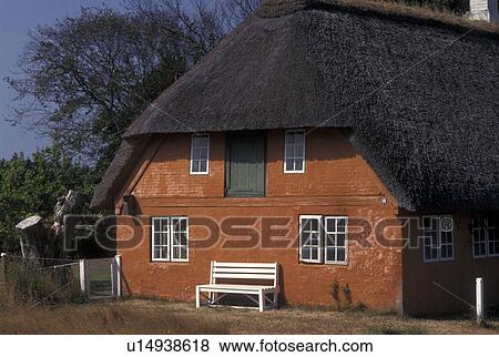 Denmark, Romo, Jylland, Scandinavia, Europe, Farmhouse with thatched roof on Romo Island. View Large Photo Image Stock Photo - Denmark, Romo, Jylland, Scandinavia, Europe, Farmhouse with thatched roof on Romo Island.. Fotosearch