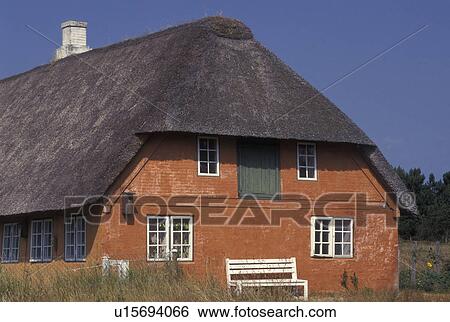 Denmark, Romo, Jylland, Scandinavia, Europe, Farmhouse with thatched roof on Romo Island. View Large Photo Image Stock Photograph - Denmark, Romo, Jylland, Scandinavia, Europe, Farmhouse with thatched roof on Romo Island.. Fotosearch
