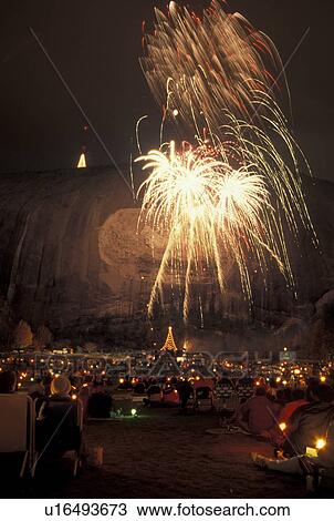 stock photo of fireworks laser show stone mountain atlanta ga