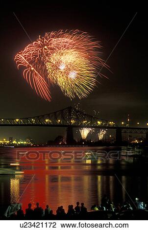 fireworks, Montreal, Canada, Quebec, Vieux Port, Firework display from the International Benson & Hedges Firework Competition over the St. Lawrence River (Fleuve Saint-Laurent) near Pont Jacques Cartier View Large Photo Image Stock Image - fireworks, Montreal, Canada, Quebec, Vieux Port, Firework display from the International Benson & Hedges Firework Competition over the St. Lawrence River (Fleuve Saint-Laurent) near Pont Jacques Cartier . Fotosearch