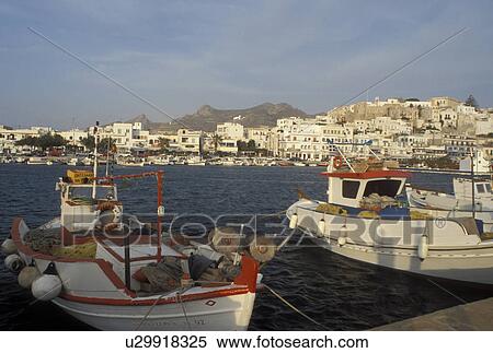 fishing boats, Greece, Naxos, Greek Islands, Cyclades, Europe, Fishing boats docked in Hora Naxos Harbor on Naxos Island on the Aegean Sea. View Large Photo Image Stock Photography - fishing boats, Greece, Naxos, Greek Islands, Cyclades, Europe, Fishing boats docked in Hora Naxos Harbor on Naxos Island on the Aegean Sea.. Fotosearch