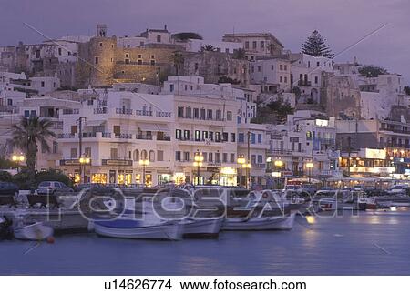 fishing boats, Naxos, Greek Islands, Cyclades, Greece, Europe, Fishing boats docked in Hora Naxos Harbor in the evening on Naxos Island on the Aegean Sea. View Large Photo Image Picture - fishing boats, Naxos, Greek Islands, Cyclades, Greece, Europe, Fishing boats docked in Hora Naxos Harbor in the evening on Naxos Island on the Aegean Sea.. Fotosearch