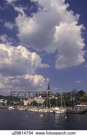 Flensburg, Germany, Schleswig-Holstein, Baltic Sea, Europe, Boat docked in the harbor of Flensburg Gate to the North. View Large Photo Image Picture - Flensburg, Germany, Schleswig-Holstein, Baltic Sea, Europe, Boat docked in the harbor of Flensburg Gate to the North.. Fotosearch