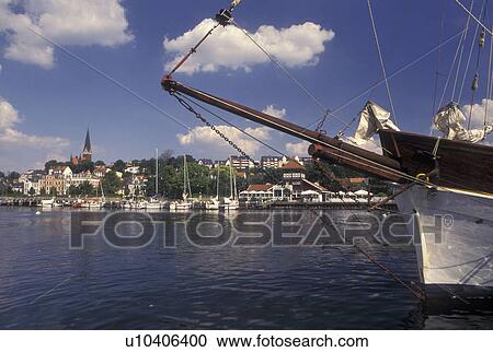 Flensburg, Germany, Schleswig-Holstein, Baltic Sea, Europe, Boat docked in the harbor of Flensburg Gate to the North. View Large Photo Image Stock Image - Flensburg, Germany, Schleswig-Holstein, Baltic Sea, Europe, Boat docked in the harbor of Flensburg Gate to the North.. Fotosearch
