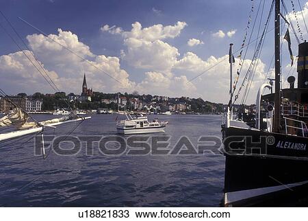 Flensburg, Germany, Schleswig-Holstein, Baltic Sea, Europe, Boats in the harbor of Flensburg Gate to the North. View Large Photo Image Stock Image - Flensburg, Germany, Schleswig-Holstein, Baltic Sea, Europe, Boats in the harbor of Flensburg Gate to the North.. Fotosearch