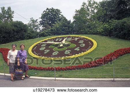 floral clock, Geneva, Switzerland, Flower Clock at Jardin Anglais in Geneva. View Large Photo Image Stock Image - floral clock, Geneva, Switzerland, Flower Clock at Jardin Anglais in Geneva.. Fotosearch