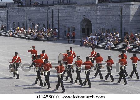 Stock Image -  fort, Kingston, Canada, Ontario, The Garrison Parade at Fort Henry National Historic Site in Kingston.. Fotosearch