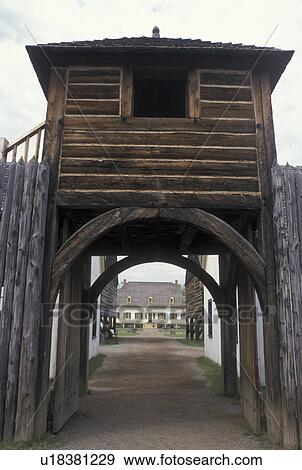 fort, Thunder Bay, Canada, Ontario, Main Gate at Old Fort William, Fur Trading Post, in Thunder Bay. View Large Photo Image Stock Photo - fort, Thunder Bay, Canada, Ontario, Main Gate at Old Fort William, Fur Trading Post, in Thunder Bay.. Fotosearch