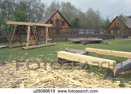 fort, Thunder Bay, Canada, Ontario, Saw Yard at Old Fort William, Fur Trading Post, in Thunder Bay. View Large Photo Image Stock Photo - fort, Thunder Bay, Canada, Ontario, Saw Yard at Old Fort William, Fur Trading Post, in Thunder Bay.. Fotosearch