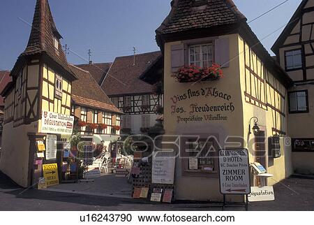 France, Alsace, Eguisheim, Haut-Rhin, Europe, wine region, Narrow pedestrian streets surrounded by half-timbered buildings in the picturesque village of Equisheim in the wine region of Alsace. View Large Photo Image Stock Image - France, Alsace, Eguisheim, Haut-Rhin, Europe, wine region, Narrow pedestrian streets surrounded by half-timbered buildings in the picturesque village of Equisheim in the wine region of Alsace.. Fotosearch