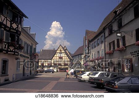France, Alsace, Eguisheim, Haut-Rhin, Europe, wine region, Half-timbered buildings in the picturesque village of Equisheim in the wine region of Alsace. View Large Photo Image Stock Photograph - France, Alsace, Eguisheim, Haut-Rhin, Europe, wine region, Half-timbered buildings in the picturesque village of Equisheim in the wine region of Alsace.. Fotosearch