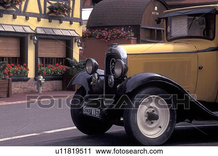 France, Alsace, Itterswiller, Bas-Rhin, Europe, wine region, Antique car displayed in the picturesque village of Itterswiller in the wine region of Alsace. View Large Photo Image Stock Image - France, Alsace, Itterswiller, Bas-Rhin, Europe, wine region, Antique car displayed in the picturesque village of Itterswiller in the wine region of Alsace.. Fotosearch