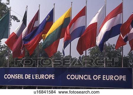 France, Alsace, Strasbourg, Europe, wine region, Flags of the European counties fly outside the Council of Europe in the city of Strasbourg, the capital of Bas-Rhin, in the wine region of Alsace. View Large Photo Image Picture - France, Alsace, Strasbourg, Europe, wine region, Flags of the European counties fly outside the Council of Europe in the city of Strasbourg, the capital of Bas-Rhin, in the wine region of Alsace.. Fotosearch