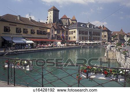 France, Annecy, Haute-Savoie, Rhone-Alpes, Europe, Picturesque old town of Annecy along the canal. View Large Photo Image Stock Image - France, Annecy, Haute-Savoie, Rhone-Alpes, Europe, Picturesque old town of Annecy along the canal. . Fotosearch