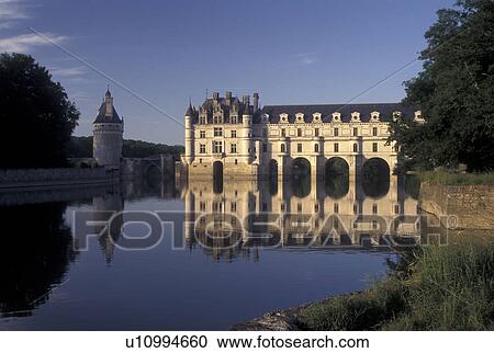 France, castle, Loire Valley, Chenonceau, Loire Castle Region, Indre-et-Loire, Europe, Reflection of 16th century Chateau de Chenonceau in the Cher River. View Large Photo Image Stock Image - France, castle, Loire Valley, Chenonceau, Loire Castle Region, Indre-et-Loire, Europe, Reflection of 16th century Chateau de Chenonceau in the Cher River.. Fotosearch