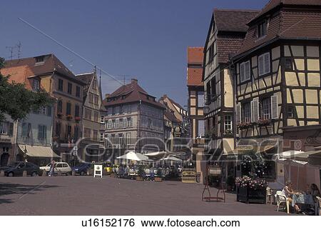 France, Colmar, Alsace, Haut-Rhin, Europe, outdoor cafT, wine region, Half-timbered buildings in the picturesque town of Colmar, capital of Haut-Rhin, in the wine region of Alsace. View Large Photo Image Stock Photograph - France, Colmar, Alsace, Haut-Rhin, Europe, outdoor cafT, wine region, Half-timbered buildings in the picturesque town of Colmar, capital of Haut-Rhin, in the wine region of Alsace.. Fotosearch