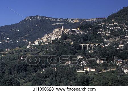France, Le Bar, Cote d' Azur, Provence, Alpes-Maritimes, Europe, Scenic view of the hilltop village of Le Bar in the Provencal countryside of France. View Large Photo Image Stock Photo - France, Le Bar, Cote d' Azur, Provence, Alpes-Maritimes, Europe, Scenic view of the hilltop village of Le Bar in the Provencal countryside of France.. Fotosearch